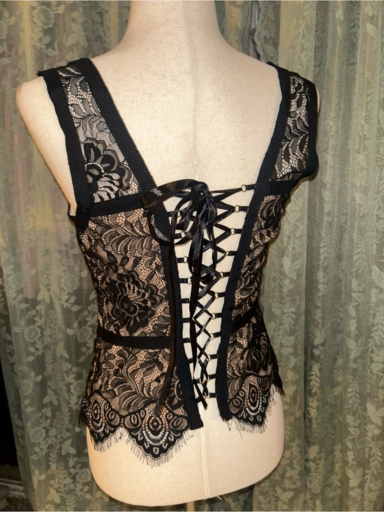 bebe Tops - Bebe Black Open Back Lace Up Corset Back Going Out Top